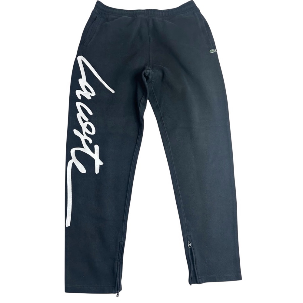 Lacoste LIVE Joggers Unisex Size L Black Sweatpants Logo‎ Script Streetwear